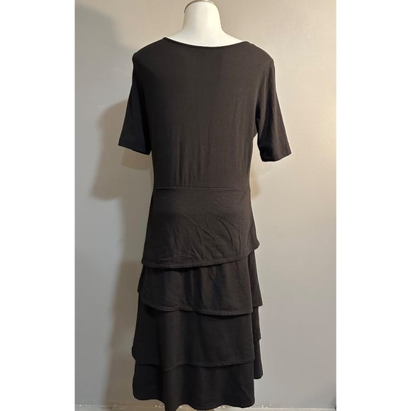 WOMAN'S HANNA ANDERSSON BLACK TIERED RUFFLE SHORT SLEEVE DRESS  S - Picture 4 of 6